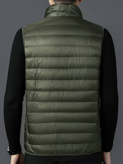 Men's Fashion Solid Color Single Vest, Youth Outdoor Sports Casual Jacket, Men's Spring Autumn Thin Stand Collar Cardigan Vest - ayq