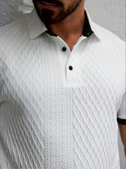 Men'S New Color-Blocked Polo Shirt | Argyle Pattern, Soft Fabric, Casual & Business Versatility, Ideal for Golf And Daily Wear