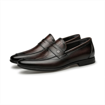 Men's Leather Embossed Loafers Casual Business Slip-On Shoes