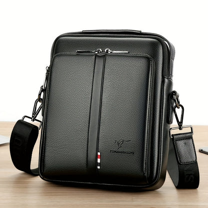 Men'S Genuine Backpack - Adjustable Strap, Multiple Compartments, Large Capacity for Daily Commute  Business, Black, Commuting Backpack, Sleek Design, Textured Finish