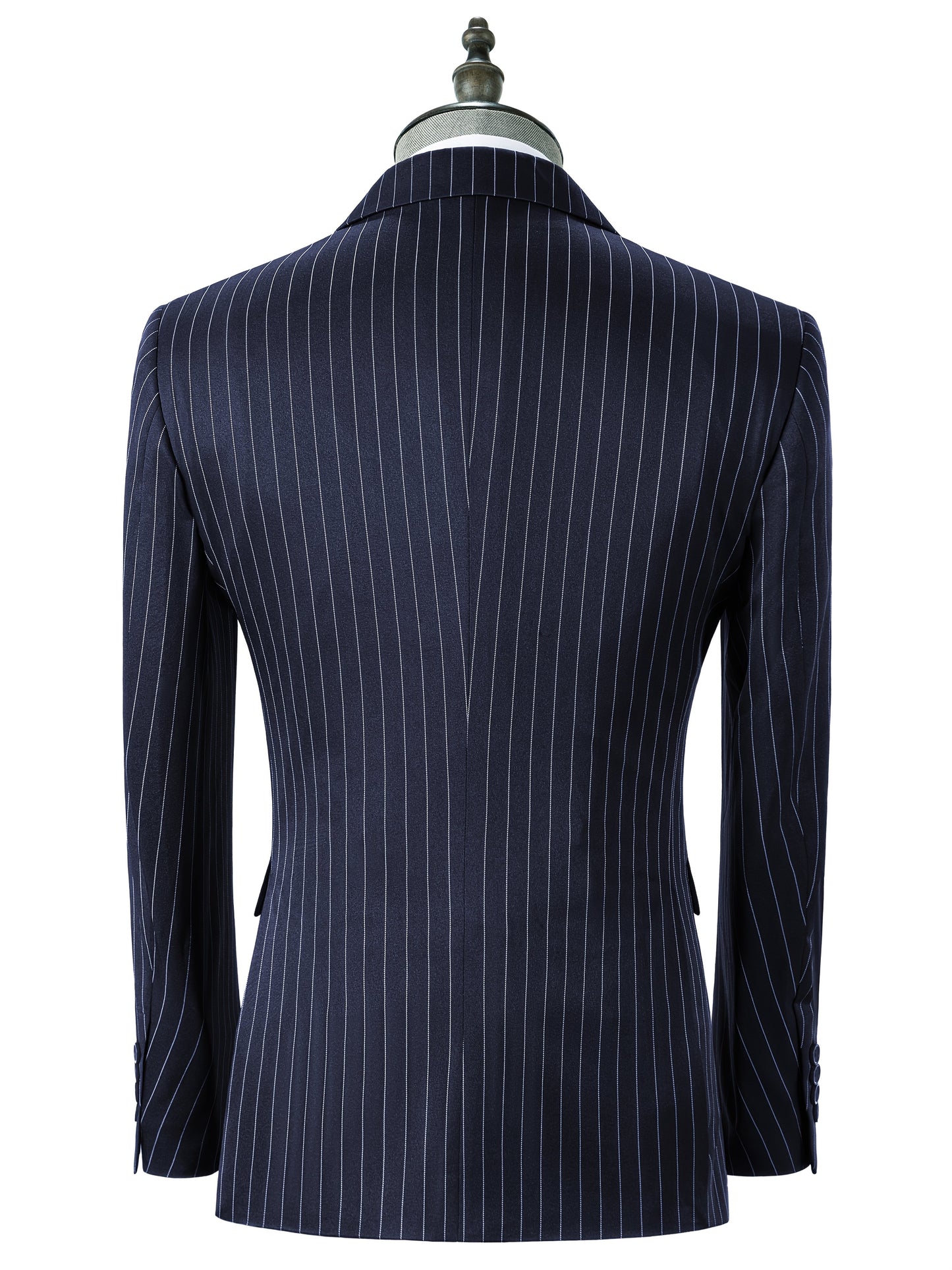 Men's Slim Fit Striped Three-Piece Suit with Vest and Pants