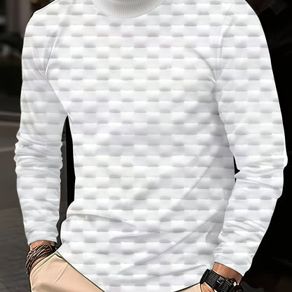 Men'S Thickened Three-Dimensional Square High-Neck Long-Sleeve Knit Sweater