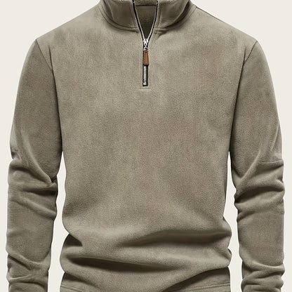 Men'S Heavyweight Full-Zip Hoodie - Thermal Winter Jacket with Zipper Closure, Stand Collar, Long Sleeve Cold Weather Coat for Skiing, Commuting - Thick Insulated Outerwear (Solid Color) - Easy-Care Zipper Front Closure, Wint