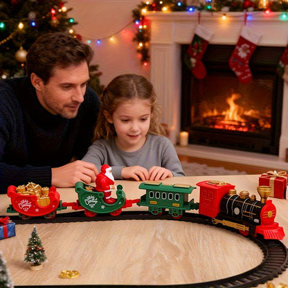 Electric Christmas Train Set | Hanging Christmas Tree Decoration, Indoor & Outdoor Use, Battery Powered, Weather Resistant, Suitable for Children, Red, Green - QWK Brand