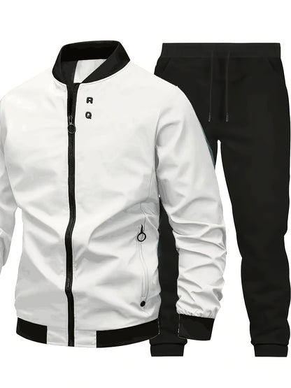 Star Blossom Men's Casual Sports Baseball Suit Pants Two-piece Set with Jacket and Trousers