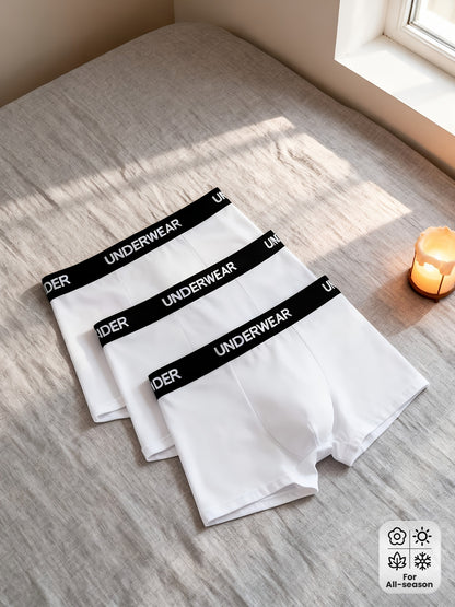 Men's Comfortable Solid Color Stretch Polyester Underwear 3-Pack