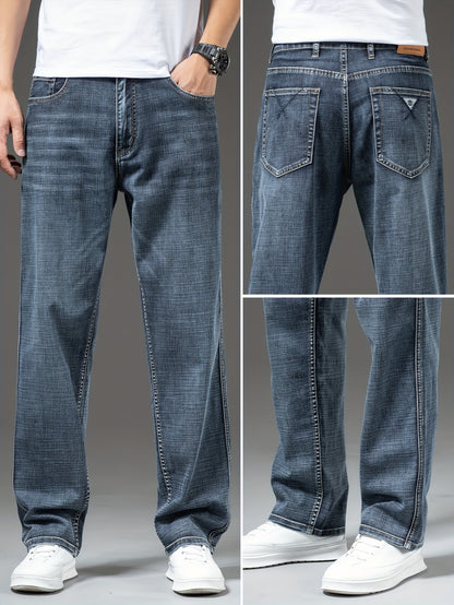 Geng Yuanshi High-End Summer Men's Jeans New Trend Fashion Straight-Leg Light Business Stretch Denim Pants