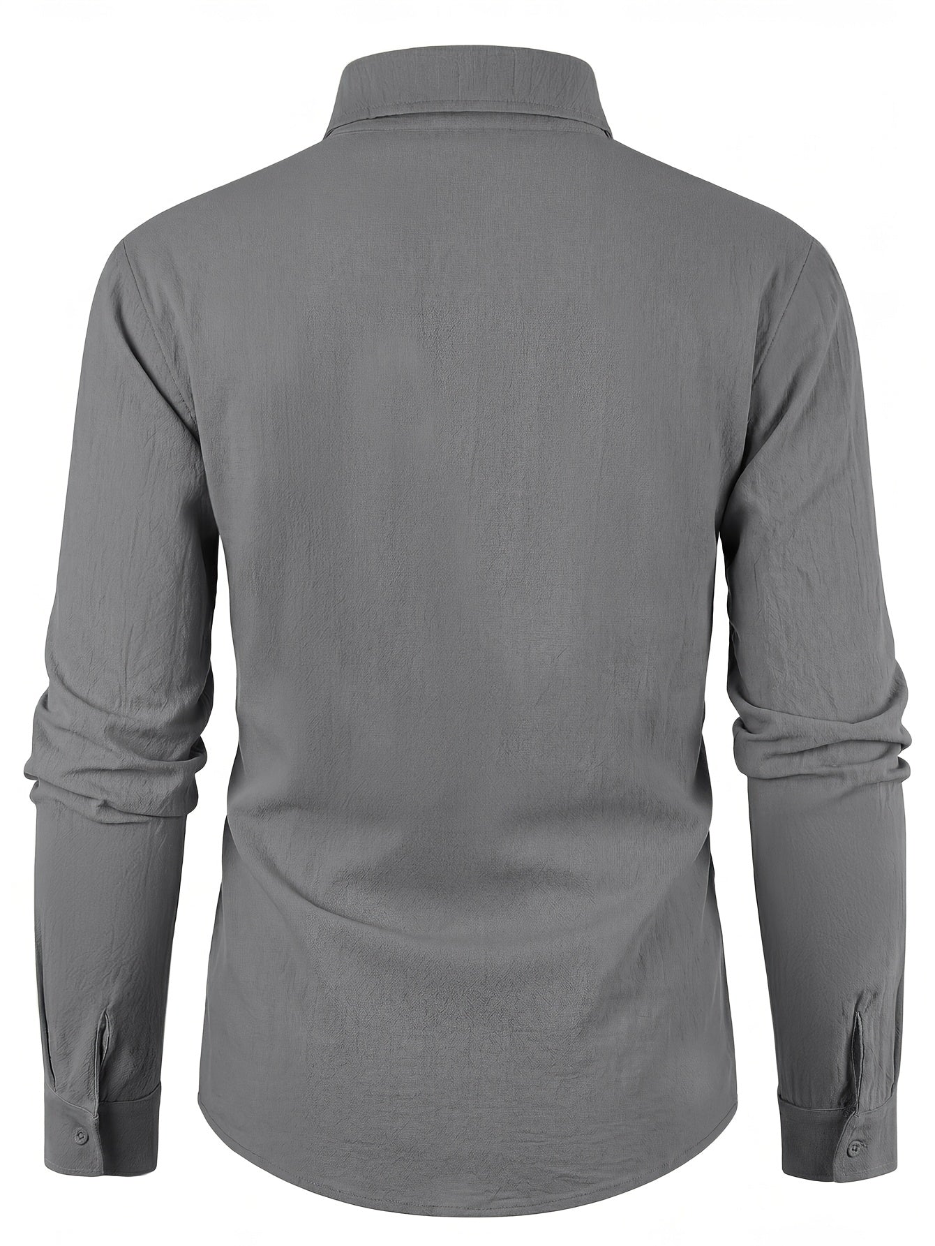 Men's Autumn Linen Button-Up Shirt Long Sleeve Casual Style