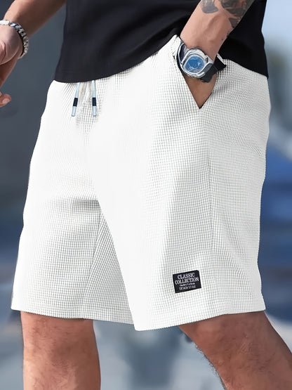 Men's Lightweight Polyester Casual Shorts with Drawstring Waist