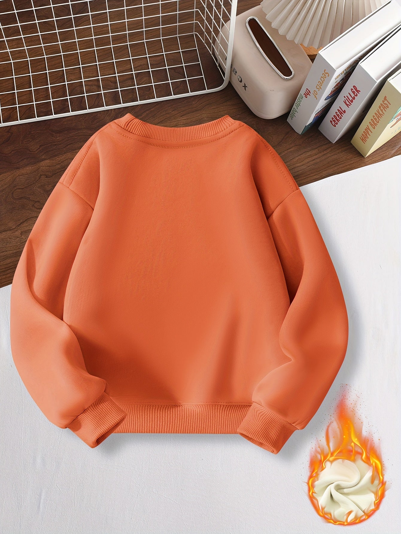 Boys' Warm Fleece Dinosaur Pullover Sweatshirt for Fall Winter