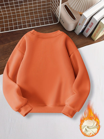 Boys' Warm Fleece Dinosaur Pullover Sweatshirt for Fall Winter