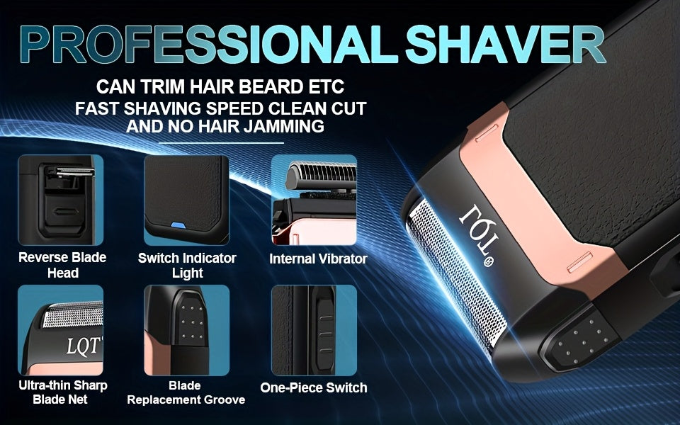 LQT 1/2/3pcs Professional Salon Hair Clipper Set, Including Hair Clippers, T-Shaped Trimmers, Beard Trimmers And Electric Shavers, with Eight Limit Combs, Compact Design, Zero-Gap Precision Trimming, to Meet The Needs of Barb - ayq