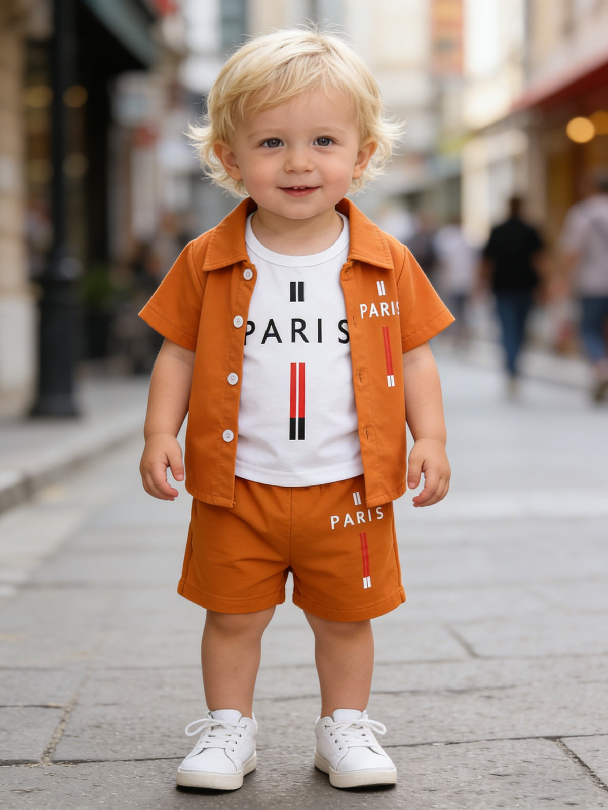Baby Boy's 3-Piece Spring Summer Set with Paris Print