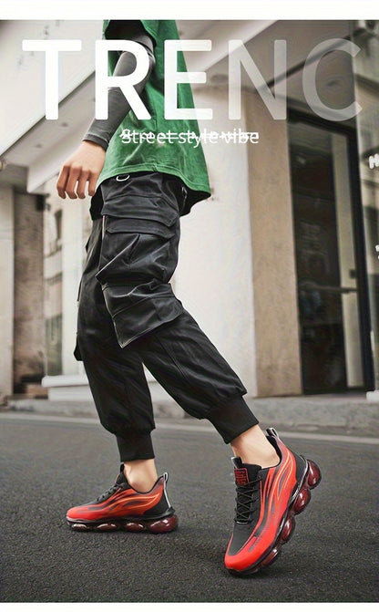 A Pair of Men'S Lightweight Outdoor Walking Shoes, Versatile Sneakers Suitable for Travel And Hiking, Offered in Black, Red, And Light Blue - ayq