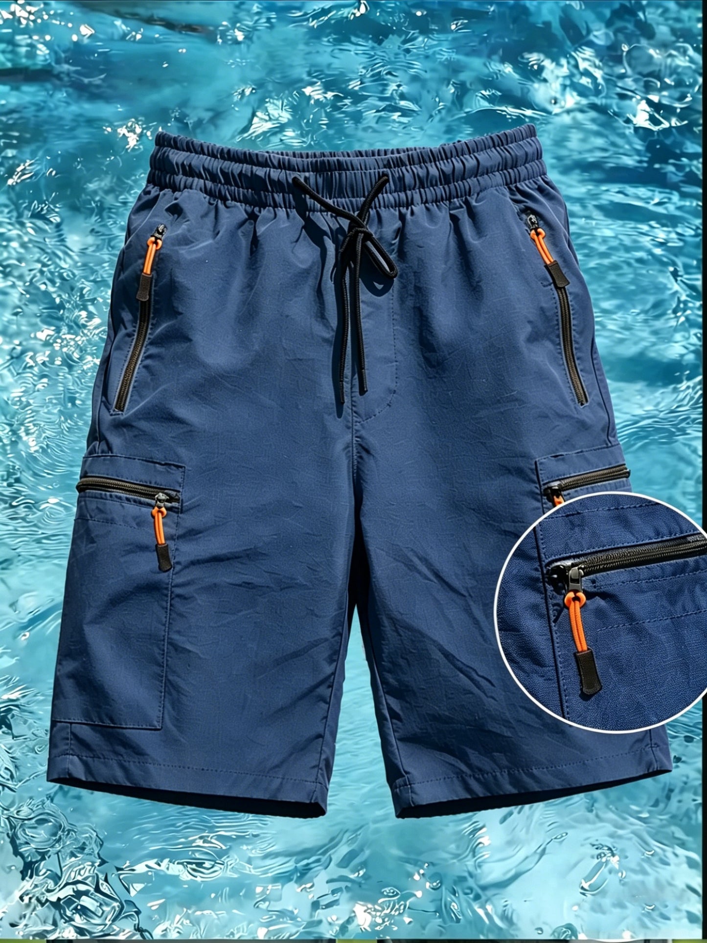 Men's Casual Loose-Fit Cargo Shorts with Elastic Drawstring Waist