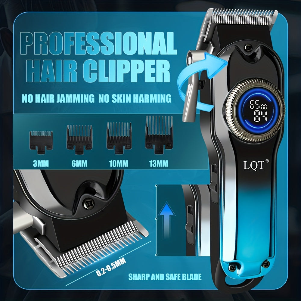 LQT 1/2/3pcs Professional Salon Hair Clipper Set, Including Hair Clippers, T-Shaped Trimmers, Beard Trimmers And Electric Shavers, with Eight Limit Combs, Compact Design, Zero-Gap Precision Trimming, to Meet The Needs of Barb - ayq