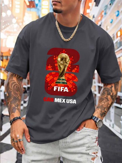 Men's FIFA World Cup Trophy Soccer T-Shirt, Crew Neck