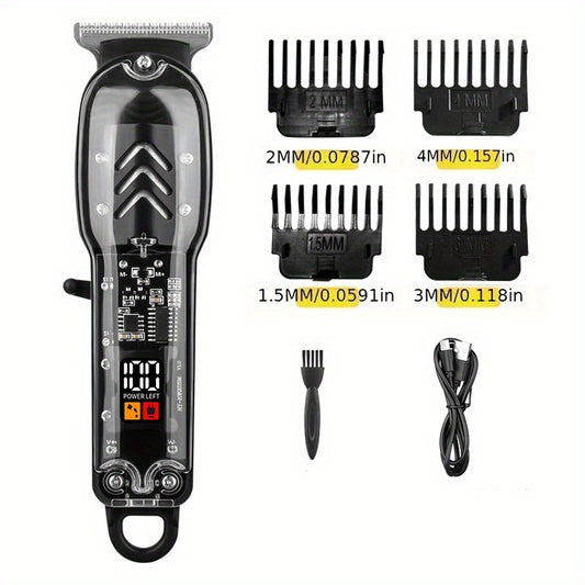 Men's Hair Clipper Professional Transparent Cutting Kit, Vintage Electric Barber Tool for Personal Salon Stylists Use, Perfect Father's Day Gift - ayq