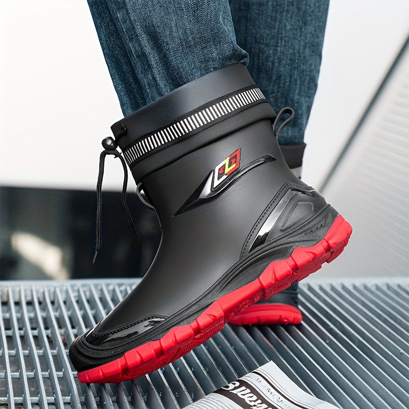 Men's Lightweight Waterproof PVC Rain Boots for Outdoor Use