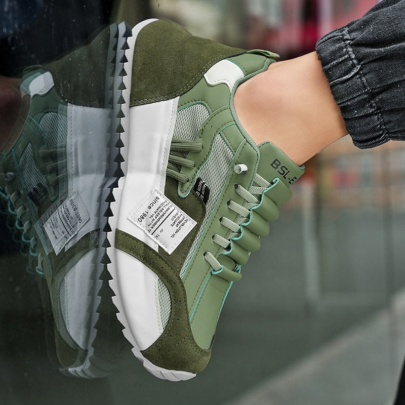 Men's Fashionable Platform Sneakers, Suitable for All Seasons, Available in Green, Black, and White. These Casual Sneakers Are Ideal for Walking and Everyday Use - ayq