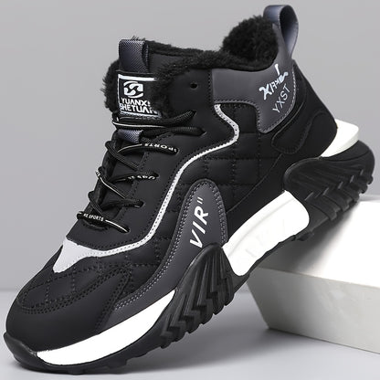 Men'S Winter Running Shoes - Slip-Resistant Rubber Sole, Warm Lining - Low-Top Sneakers in Black/White/Gray/ - Cushioned Cushioning for Gym, Hiking, Everyday - Lace-Up Closure - Autumn/Winter Footwear, Winter Shoes, Gym Footw