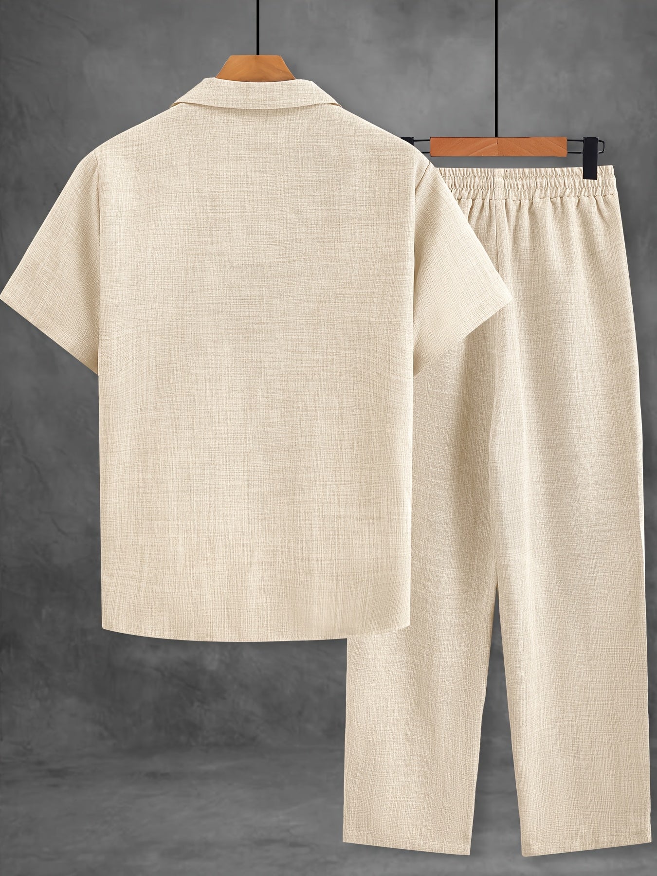 Men's Casual Two-Piece Polyester Suit Set with Alphabet Print