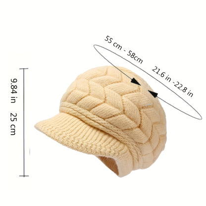 Women's Vintage Cable Knit Newsboy Hats with Sun Visor, Warm & Windpro