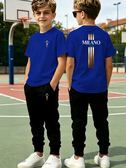 Boys' Milano Geometric Tee & Pants Set for Spring to Fall