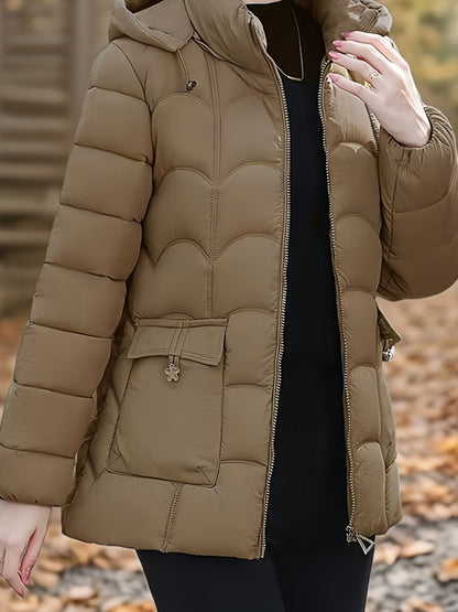 Women'S Elegant Winter Coat - Lightweight Thermal Jacket with Full-Zip Front, Long Sleeve Cold Weather Outerwear for Everyday & Formal Events - All-Season, Machine Washable Women'S Clothing, Ladies Winter Coats, Geometric Pat