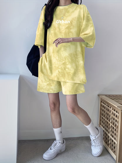 Women's Tie-Dye Loose Fit Short Sleeve Pajama Set