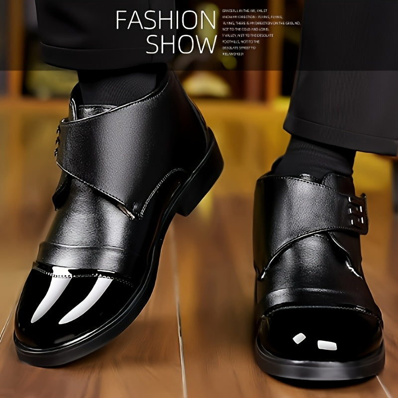 Winter Men'S Fleece-Lined Business Shoes, Warm And Stylish, Suitable for Business And Festive Occasions.