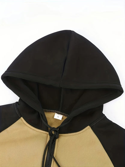 Men's Autumn and Winter Zipper Sweater Contrast Color Shoulder Sleeve Hoodie