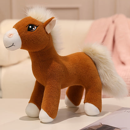 Simulation Horse Plush Toys 20cm/7.87" Soft Stuffed Plush Animal Toy Education Prop Toys for Students Home Room Sofa Decorations