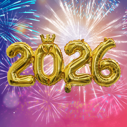 1pc Golden & Silvery Crown 2026 Number Aluminum Foil Balloon - Elegant Golden & Silveryy Finish, No Electricity Needed, Perfect for Christmas & New Year Decorations, Festive Party Supplies, Christmas Decorations, Best for Chr