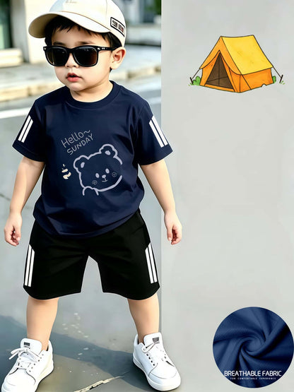Casual Quick-Dry Two-Piece Bear Outfit for Baby Boys - ayq