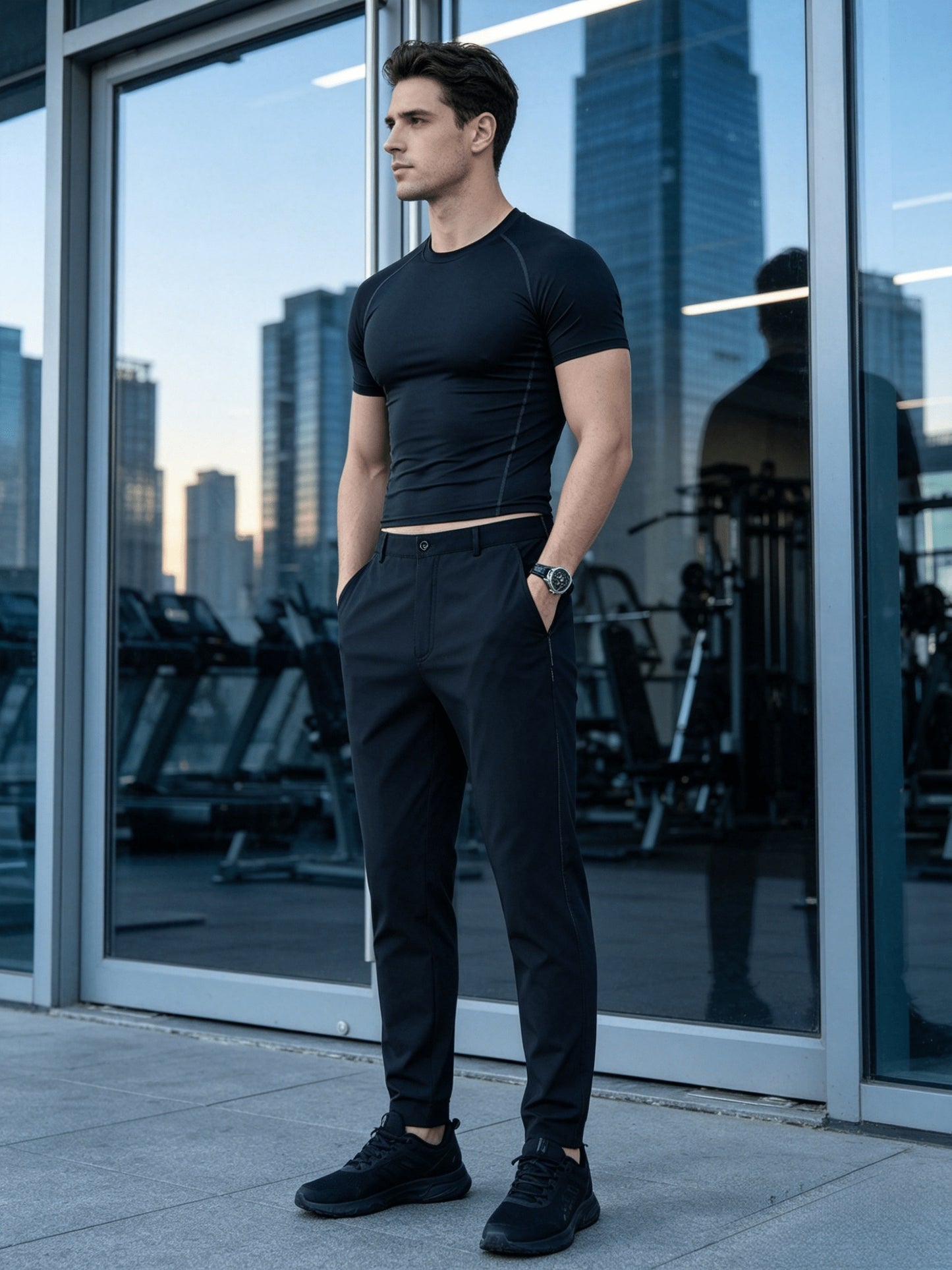 Men's Classic Straight-Leg Cotton Trousers with Deep Pockets