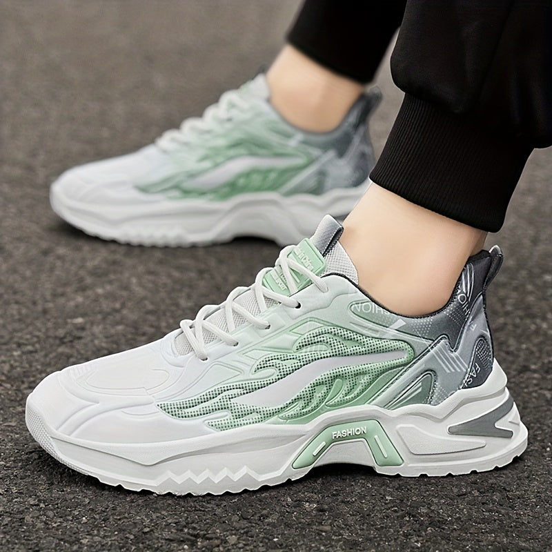 Men'S Breathable Mesh Casual Business Shoes - Low-Top Lace-Up Sneakers with Cushioned PVC Sole, All-Season Comfort for Daily Wear, Sports  Office, Grey/Black/White Design, Shoes Sneakers, Sleek Sporty Look, Comfortable Fabri