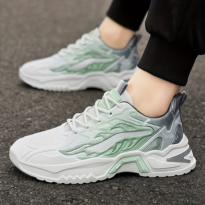Men'S Breathable Mesh Casual Business Shoes - Low-Top Lace-Up Sneakers with Cushioned PVC Sole, All-Season Comfort for Daily Wear, Sports  Office, Grey/Black/White Design, Shoes Sneakers, Sleek Sporty Look, Comfortable Fabri
