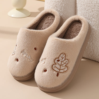 Men's Casual Cartoon Leaf Slip-On Slippers for Fall Winter