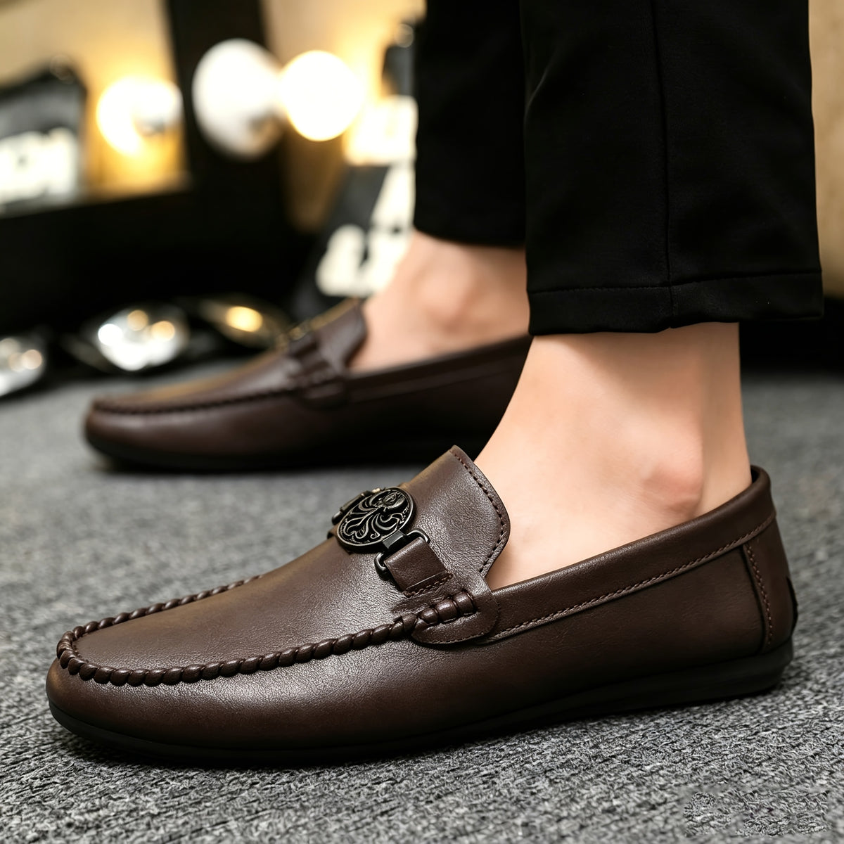 Men's Solid Color Casual Low-Top Beanie Shoes with Flat Sole