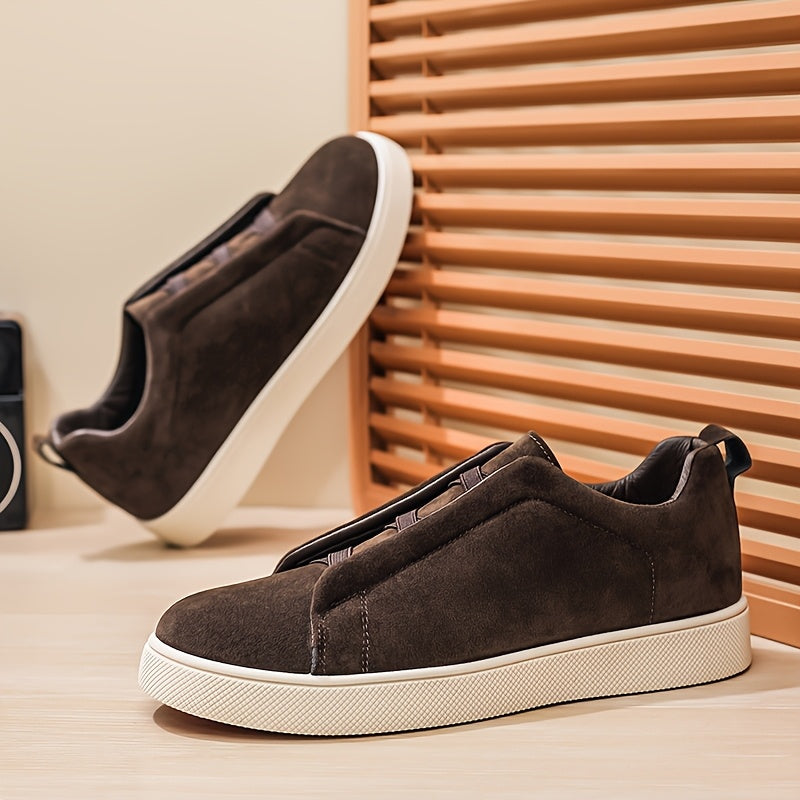 Men's Dark Brown Slip-On Loafers with Thick Soft Sole