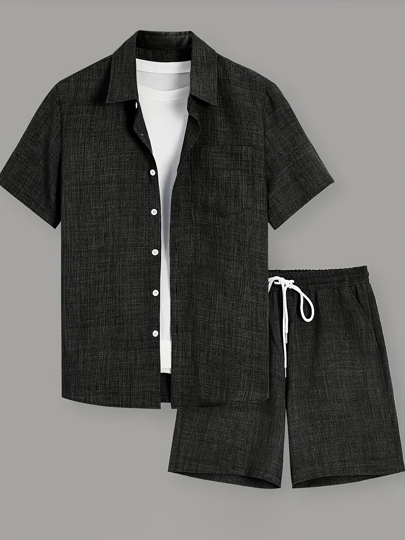Men's Casual Elegant Summer Short-Sleeve Shirt & Shorts Set