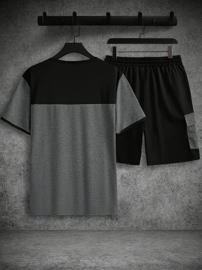 Men's Casual Summer Crew Neck T-Shirt & Drawstring Shorts Set