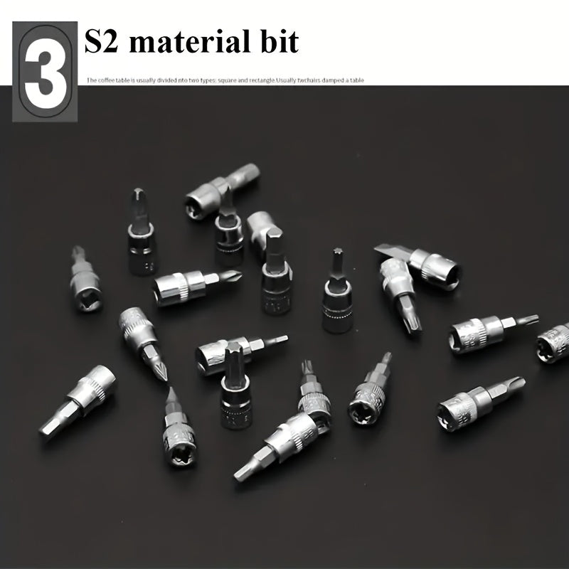 46pcs Heavy-duty Carbon Steel Auto Repair Tool Set | Includes Ratchet Wrenches, Sockets, Shockproof Toolbox, and Additions - Ideal for Projects and Auto Maintenance
