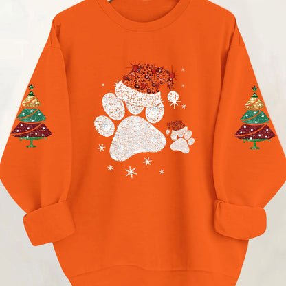 Women'S Glittery Snowman & Santa Hat Print Sweater - Winter Warmth with Red & Snowflakes, Round Neck Casual Sweater for Fall & Winter, Cozy Holiday Outfit For Christmas & New Year's, Christmas Sweater, Seasonal Fashion, Festi