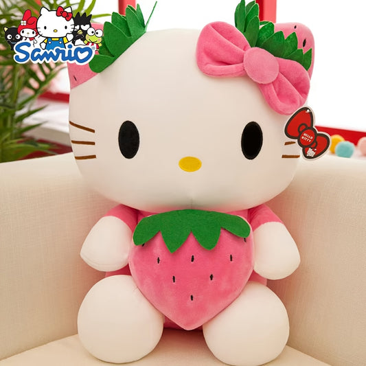 Sanrio Hello Kitty Plush Doll - Bright & Cute Strawberry Hugging Body Soft Collectible Figure, Girls Room Decor Gift for, Women, (Hello Kitty Plush Toy)
