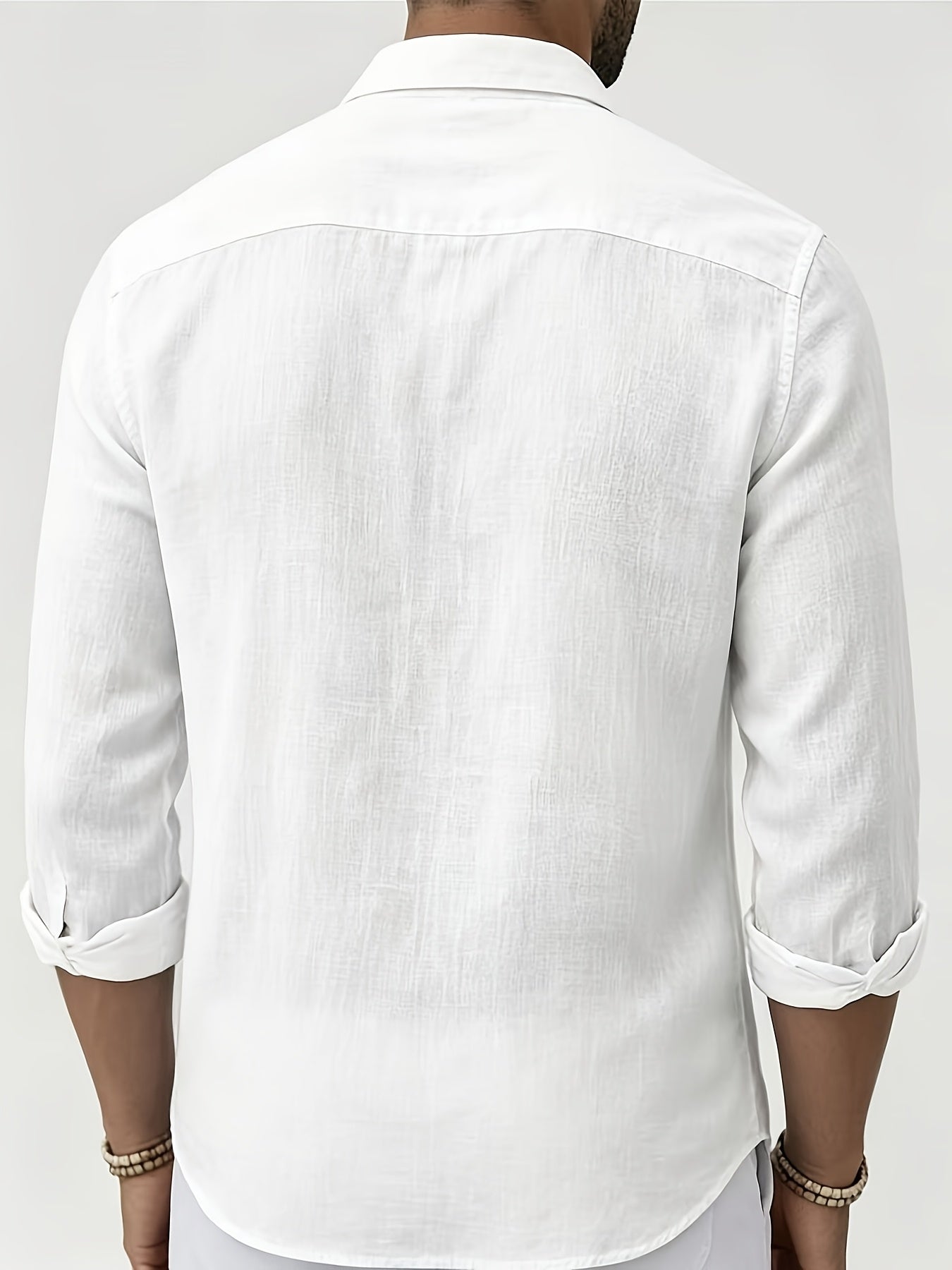 Men's Casual European Style Cotton Linen Button-Up Shirt