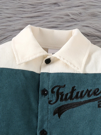 Boys' Fall-Winter Corduroy Bomber Jacket & Pants Set - ayq