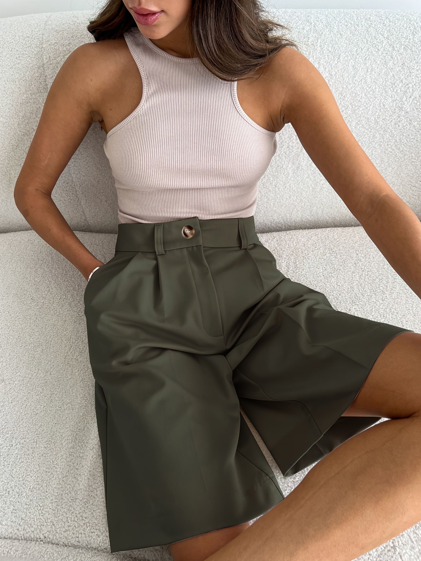 Loose-Fit Straight-Leg Casual Summer Shorts with Belt