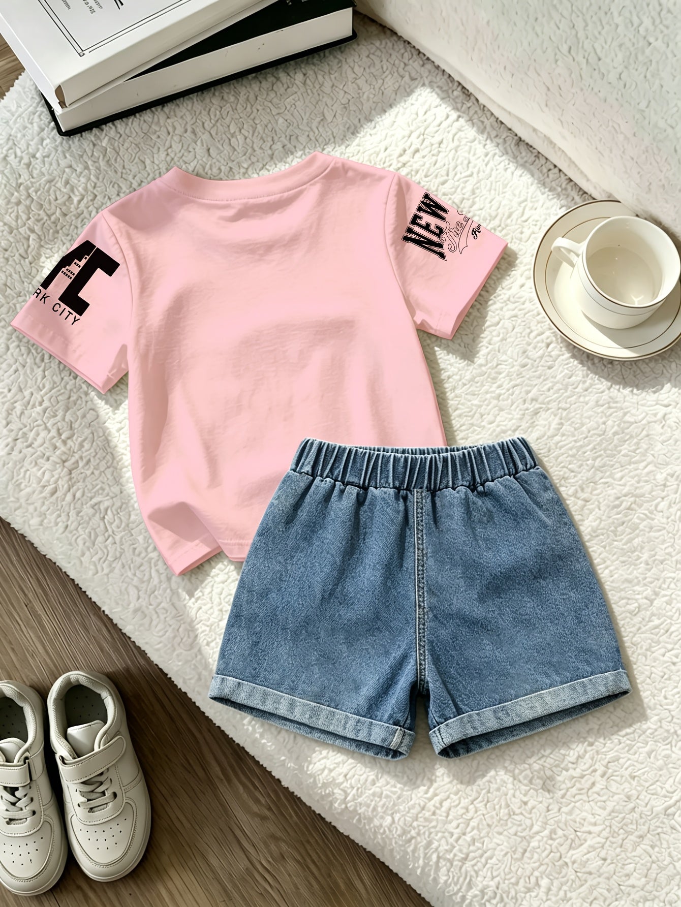Summer Boys Los Angeles Print T-Shirt & Distressed Shorts Set